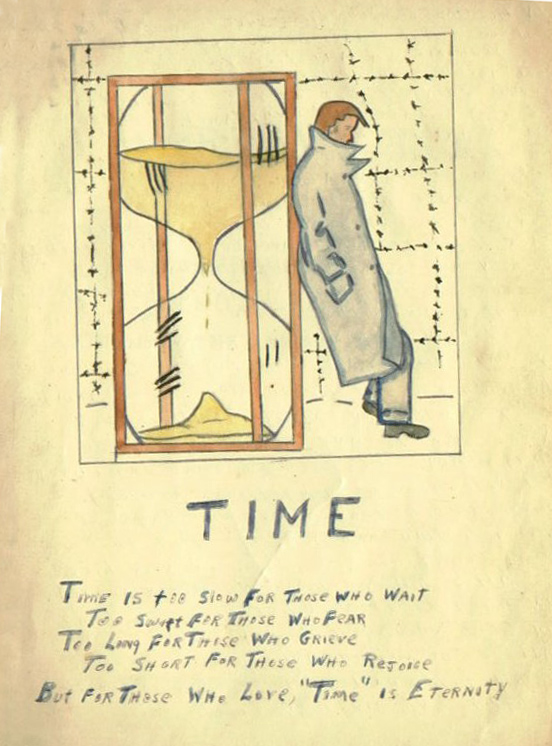 POW sketch of Hourglass and Time poem