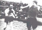 Col. Zemke and Major Manierre boxing at the POW camp
