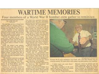 Wartime memories newspaper article