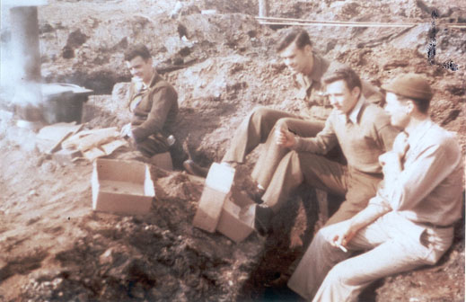 Color photo of men at Stalag Luft I