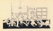 cartoon sketch of Cordner roommates at Stalag Luft I