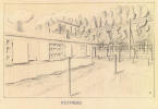 Stalag Luft I POW barrack - West view - sketch by John Cordner