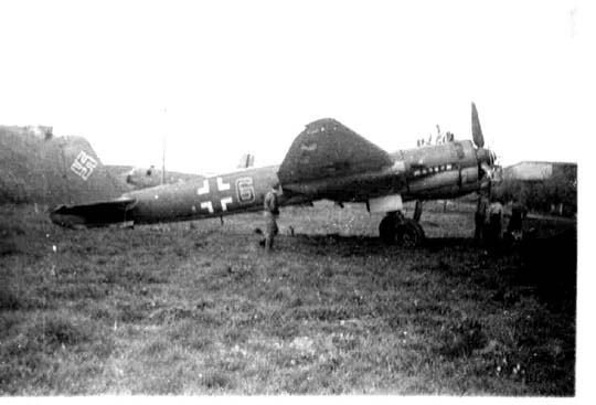 JU-88 on the ground at Barth , Germany airport at war end