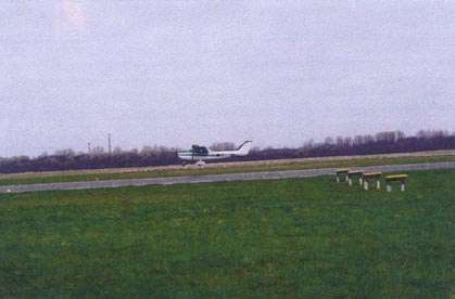 George Lesko landing plane in Barth, Germany - 2001