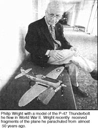 Philip Wright with model of P-47 Thunderbolt